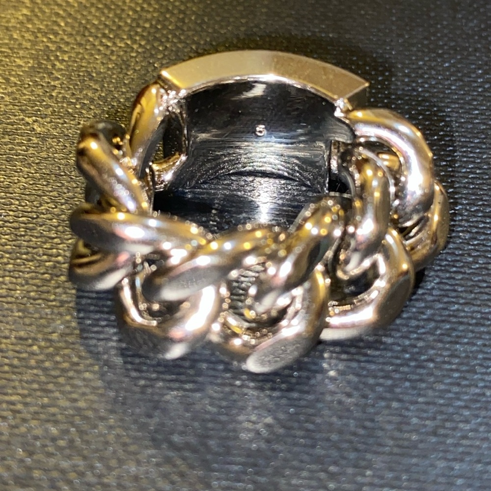 Saint Laurent Chain ID Plaque Ring in Metal Silver size 5 - Picture 6 of 8